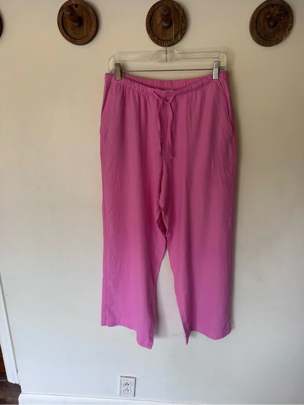 GAP Pink Drawstring Wide-Leg linen blend Pants size small NEW